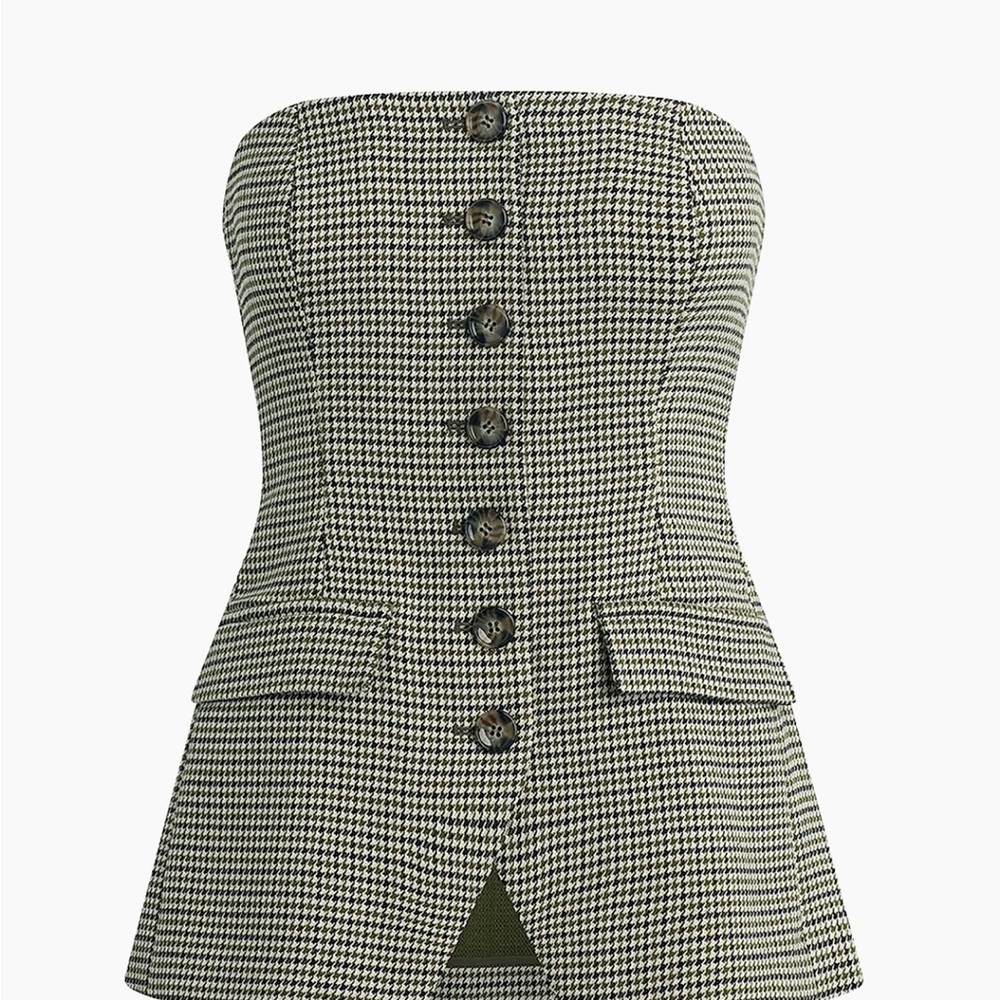 Favorite Daughter strapless houndstooth Phoebe bustier top